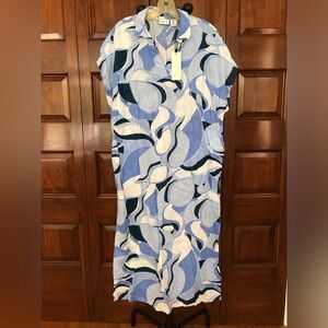 Rachel Zoe Blue and White Abstract Patterned Coverup